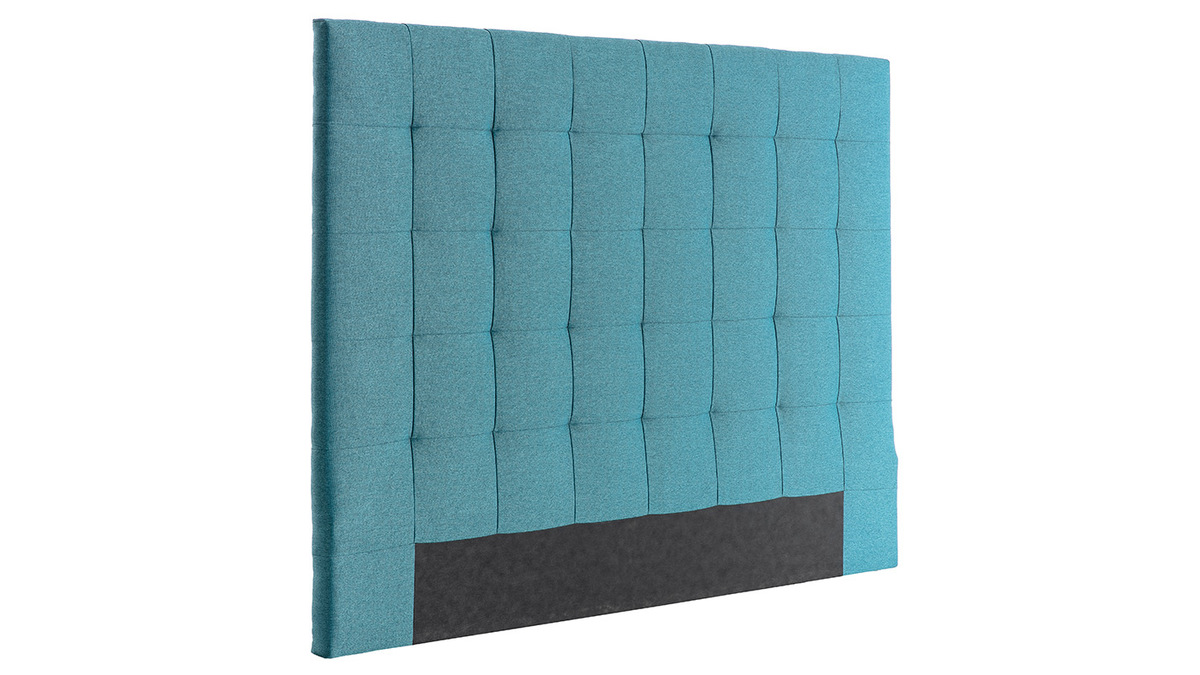 Testiera del letto imbottito in tessuto blu anatra 140 cm HALCIONA