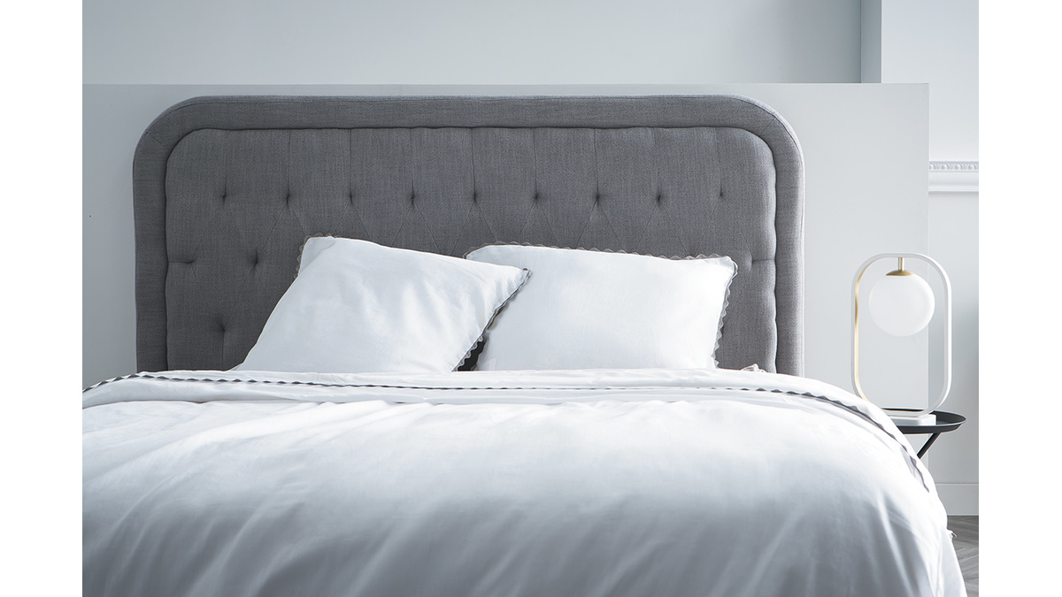 Testiera del letto, in tessuto, colore: Grigio chiaro, dimensioni: 160cm, modello: LOUIS