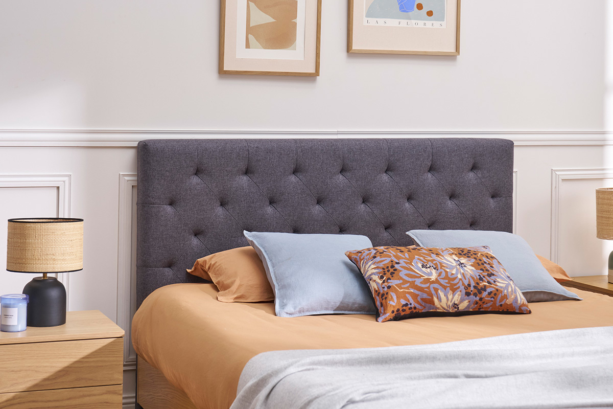 Testiera del letto in tessuto Grigio scuro 160cm ENGUERRAND