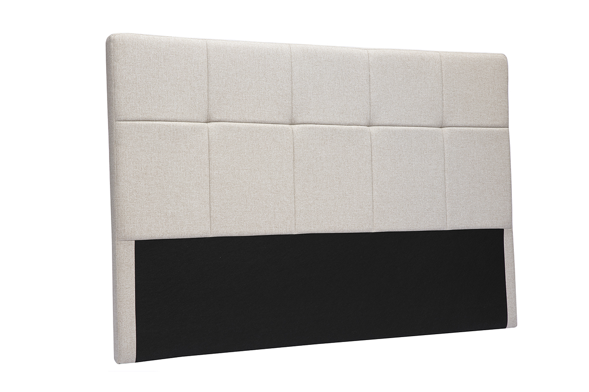 Testiera in tessuto beige crema CLOVIS, effetto capitonn�, vista da 3/4.