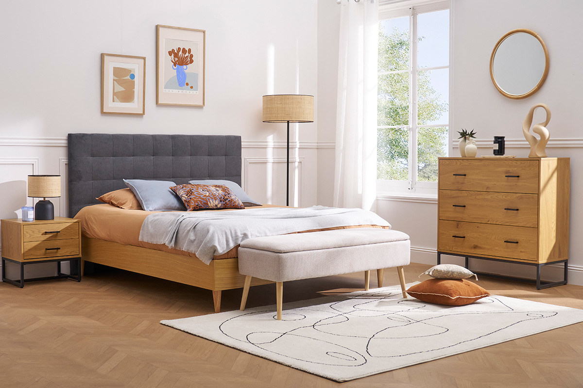 Testiera del letto in velluto grigio talpa 160 cm HALCIONA