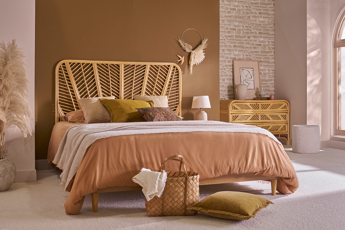 Testiera del letto lit 160 in rattan GALON