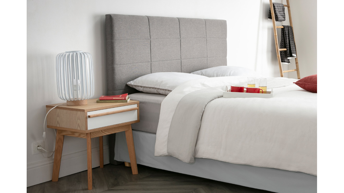 Testiera del letto moderna in tessuto beige naturale 160 cm ANATOLE