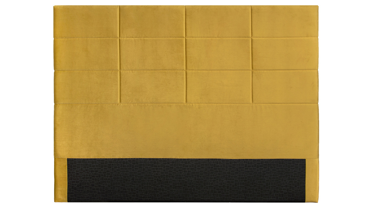 Testiera del letto moderna in tessuto velluto giallo 160 cm ANATOLE