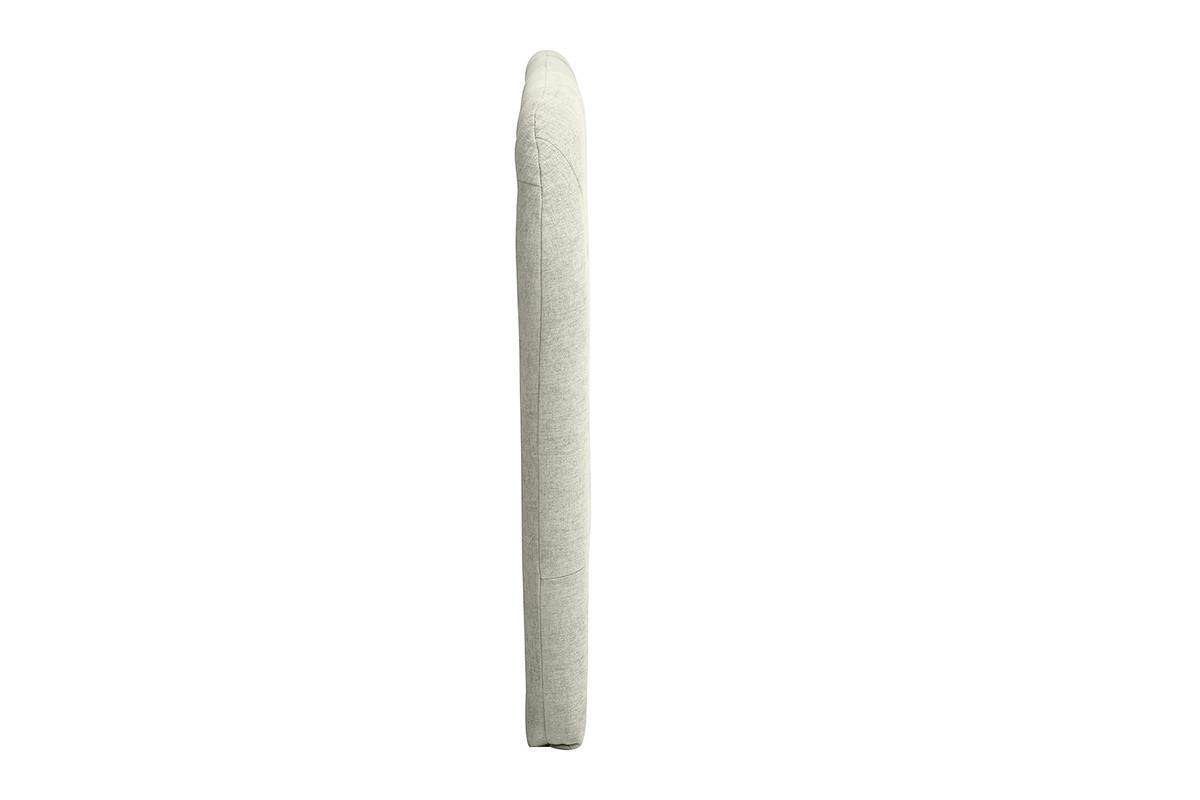 Testiera in tessuto effetto velluto testurizzato beige vista di profilo, lunghezza 169 cm