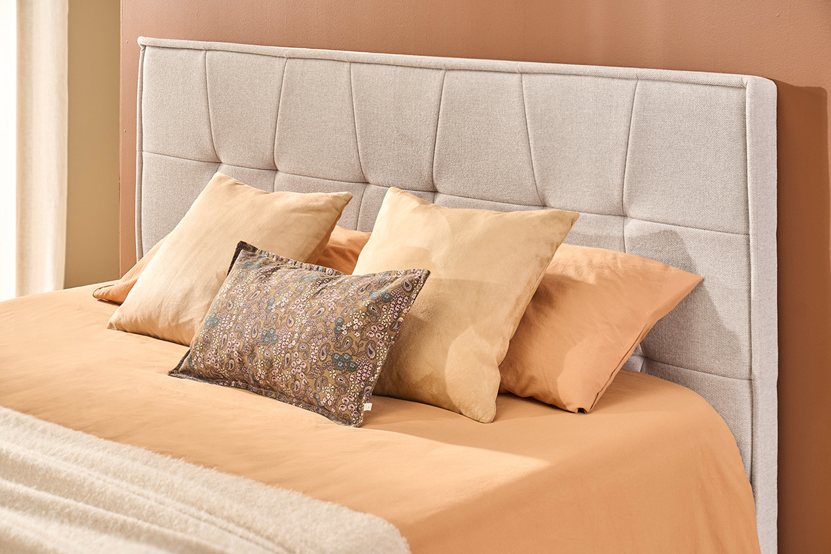 Testiera in tessuto effetto velluto testurizzato beige L170 cm SUKA