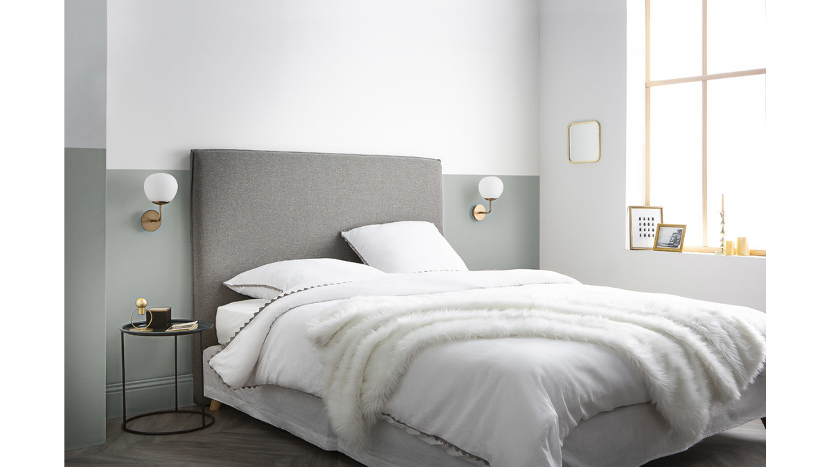 Testiera letto design 156 cm in tessuto grigio chiaro ATHENA