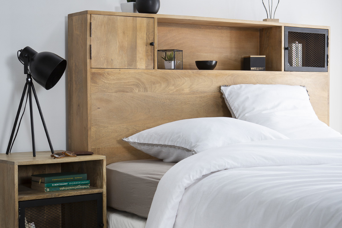 Testiera letto industriale con cassetti 160 cm RACK