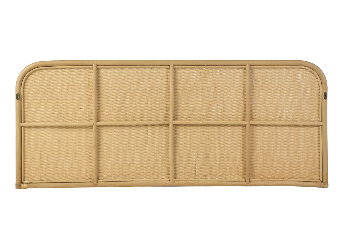 Testiera da appendere in cannage e rattan, vista posteriore, dimensioni 160x65 cm.
