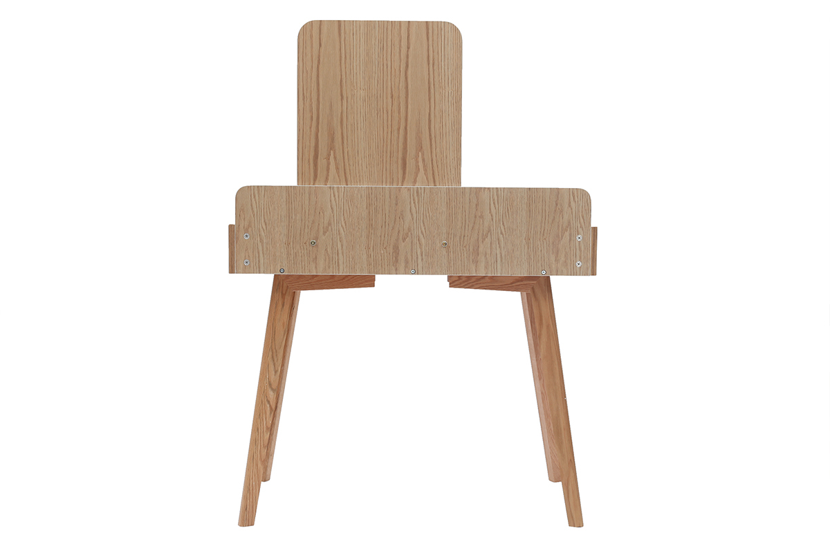 Toeletta moderna con specchio e cassetti legno e bianco TAYA