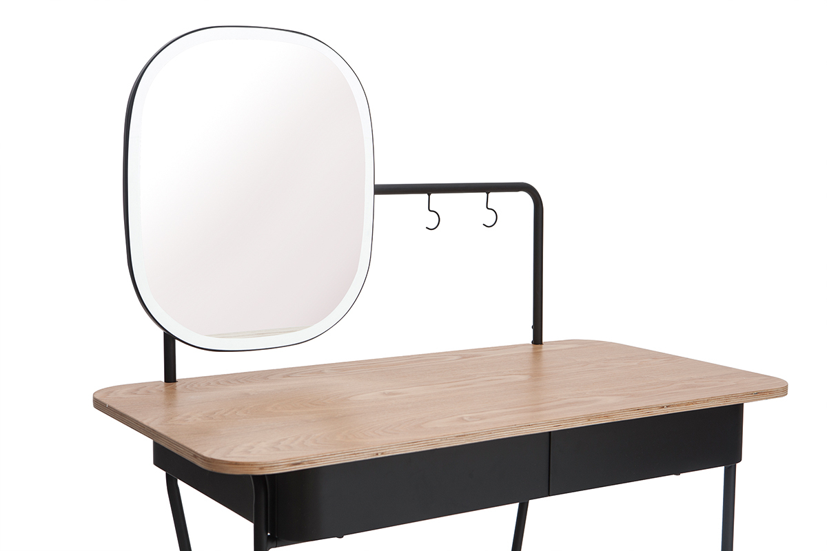 Toeletta trucco vintage con specchio metallo e frassino CAVAL 